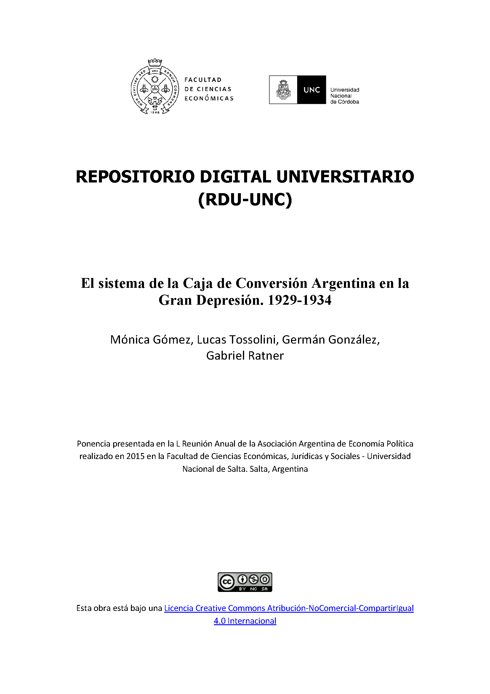 El sistema de la Caja de Conversión Argentina en la Gran Depresión.  1929-1934